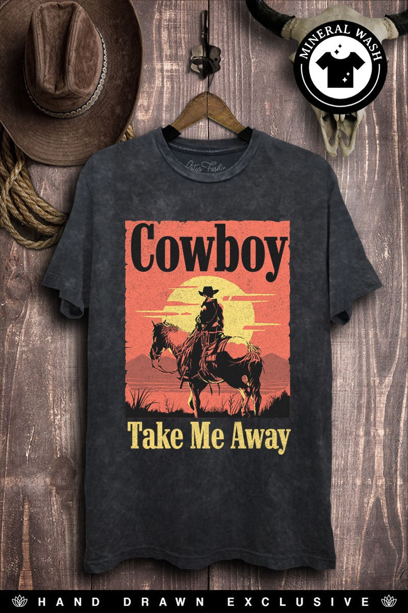 Pre-Order Acid Wash Cowboy Take Me Away Graphic Tee