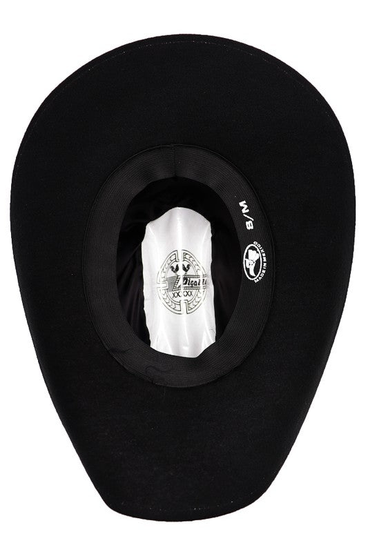 Gold Stitched Cowboy Felt Hat- Black