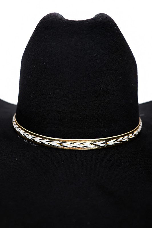 Gold Stitched Cowboy Felt Hat- Black