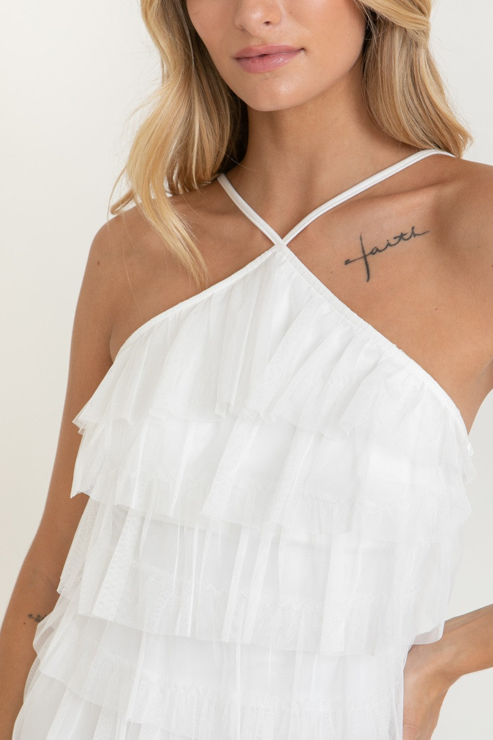 Selena Ruffle Dress - White