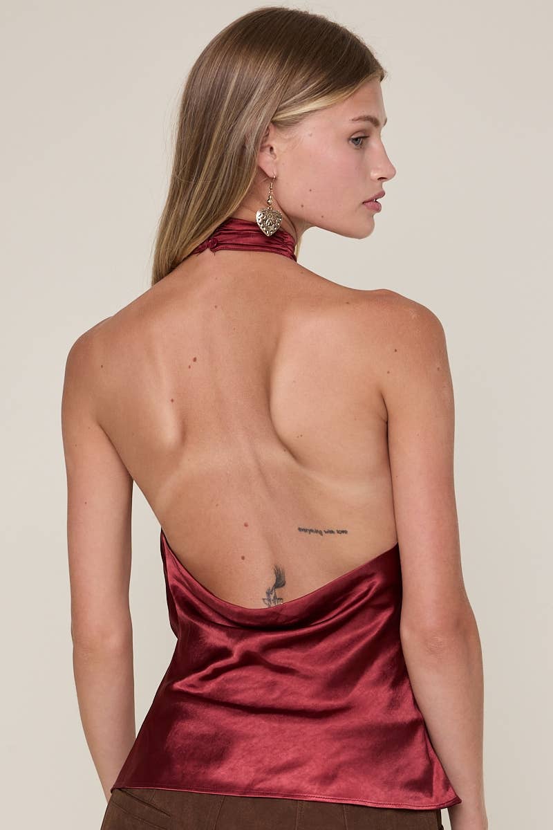 Lux Merlot Cowl Neck Top