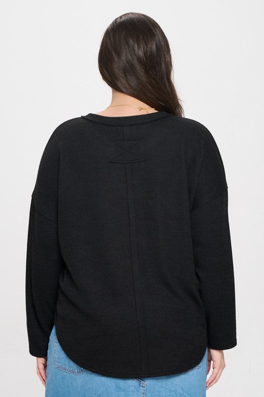 Chill Knit Sweater Top-Black
