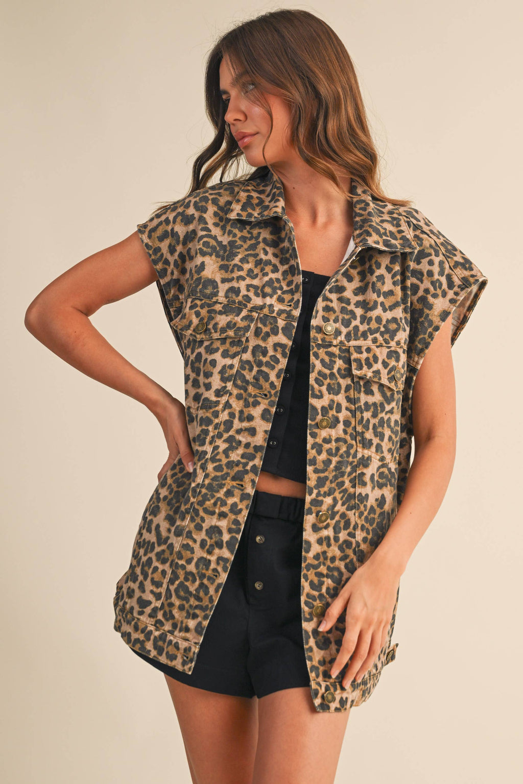 Wild Rebel Oversized Leopard Vest