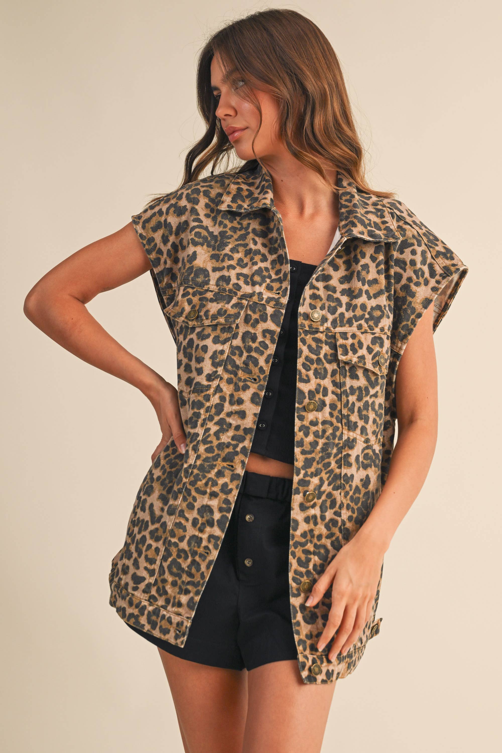 Wild Rebel Oversized Leopard Vest