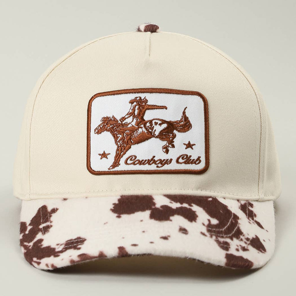 Cowboy Club Hat Cow Print- Brown