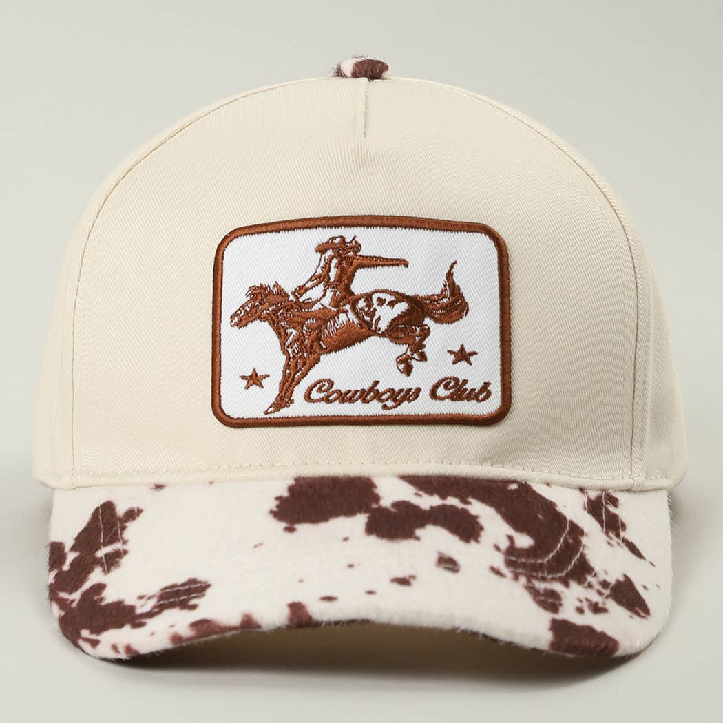Cowboy Club Hat Cow Print- Brown