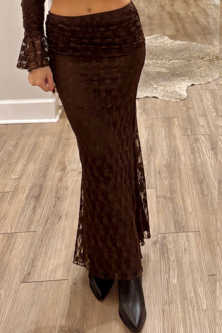 Espresso Lace Maxi Skirt