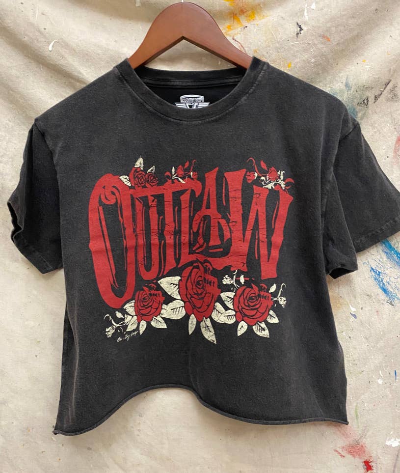 Outlaw Relaxed Cropped Tee- Acid Wash