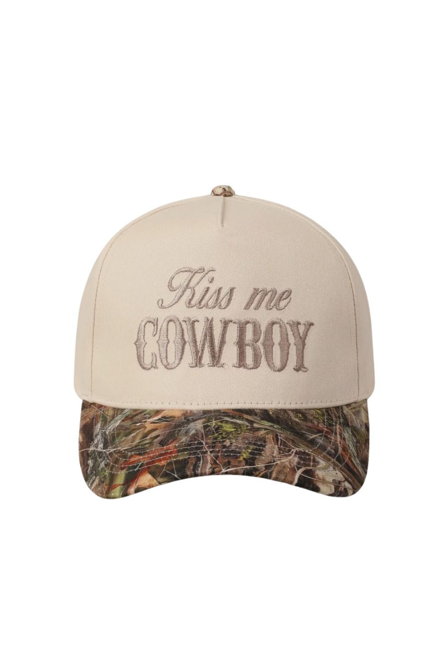 Kiss Me Cowboy Two Tone Camo Hat- Ivory