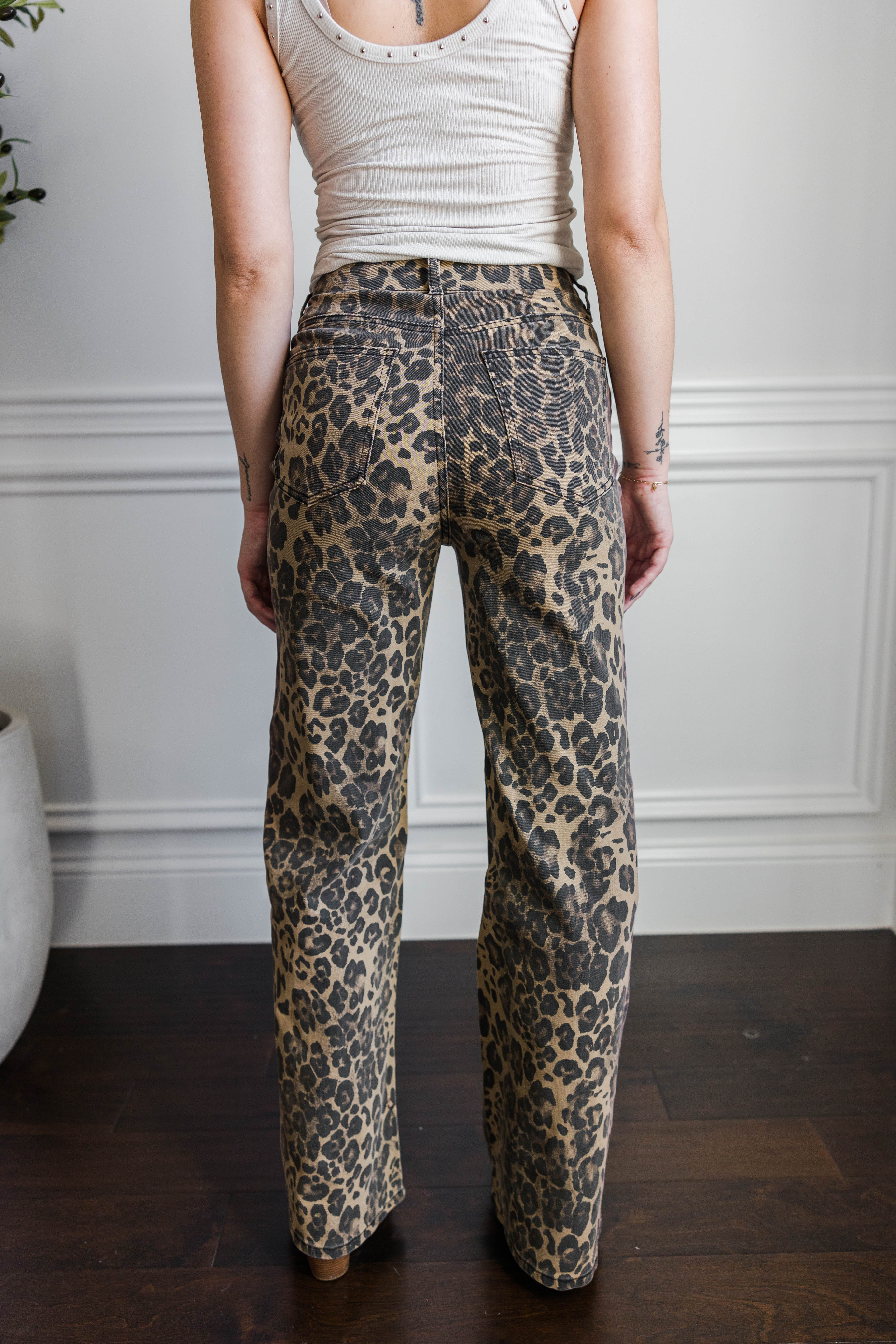 Vibrant Leopard Wide Leg Jeans