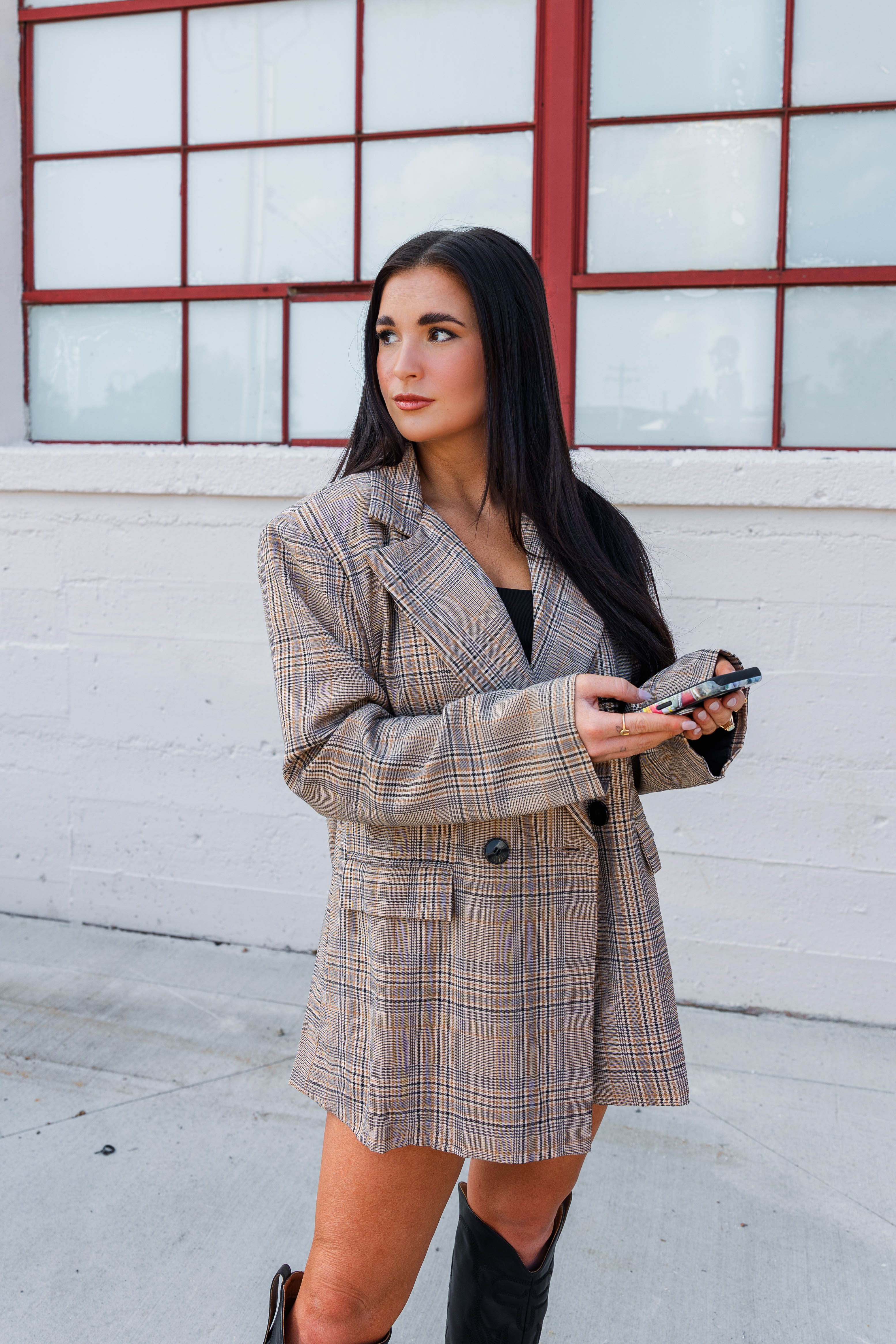 Kenny Oversized Plaid Blazer