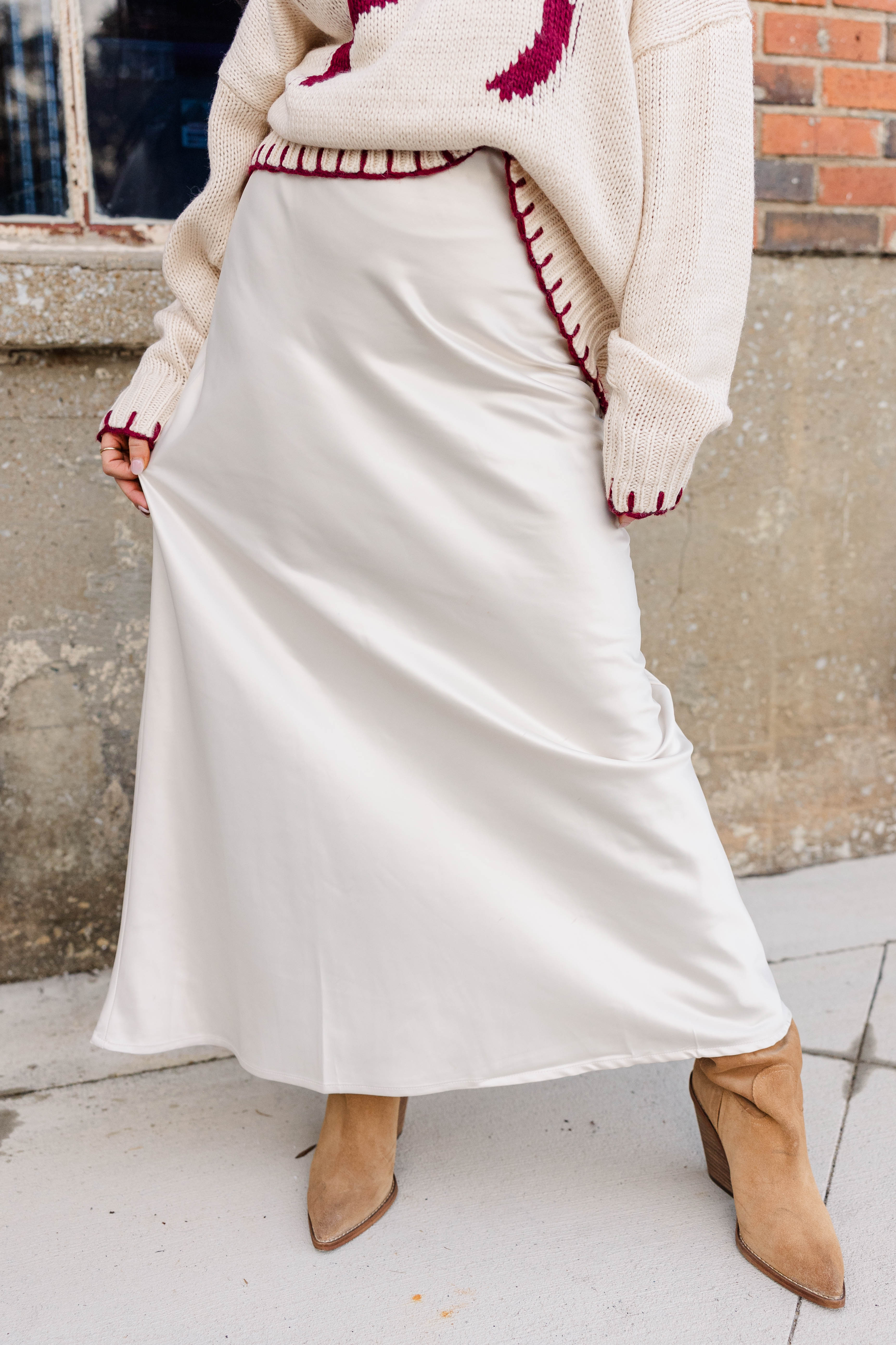 Kacey Satin Maxi Skirt - Champagne