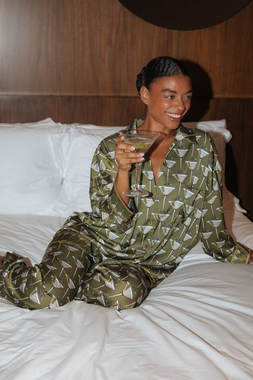 Mumu Overslept Martini PJ Set- Olive