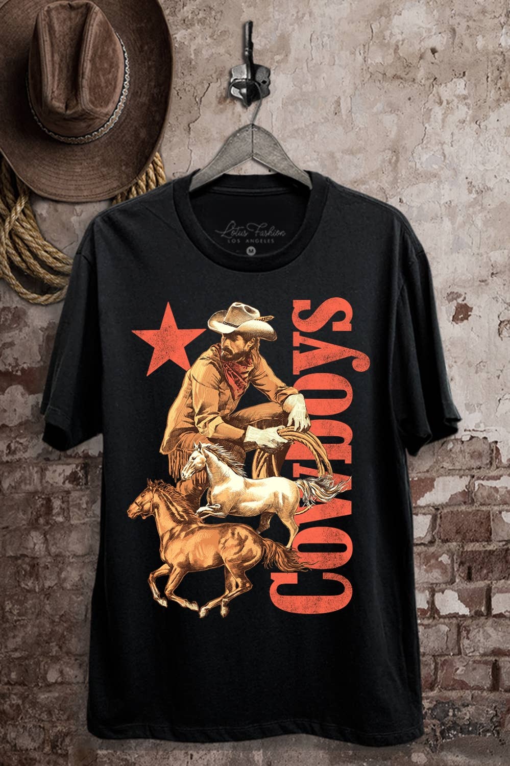 Cowboys Graphic Top: Black