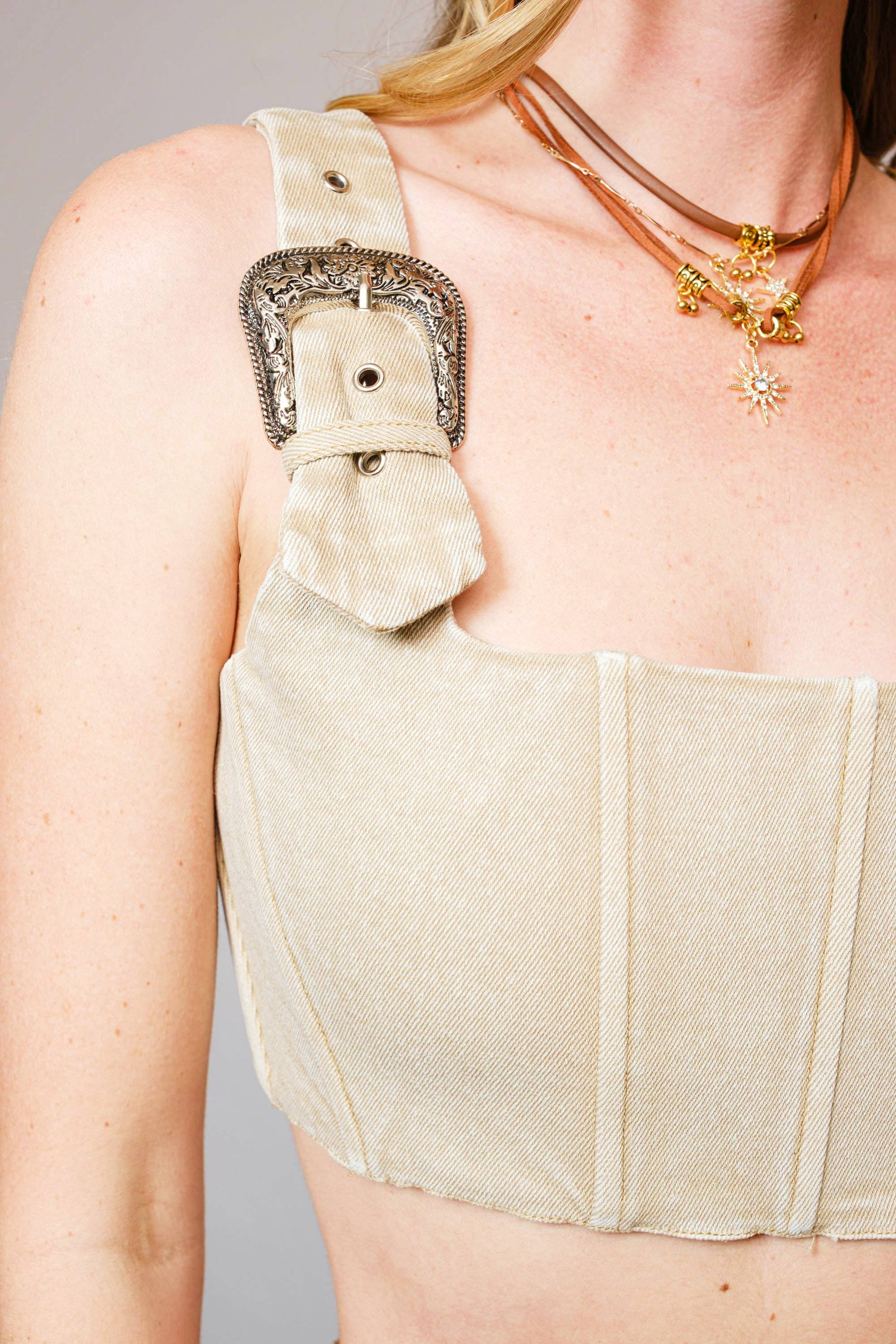 Western Buckle Crop Top