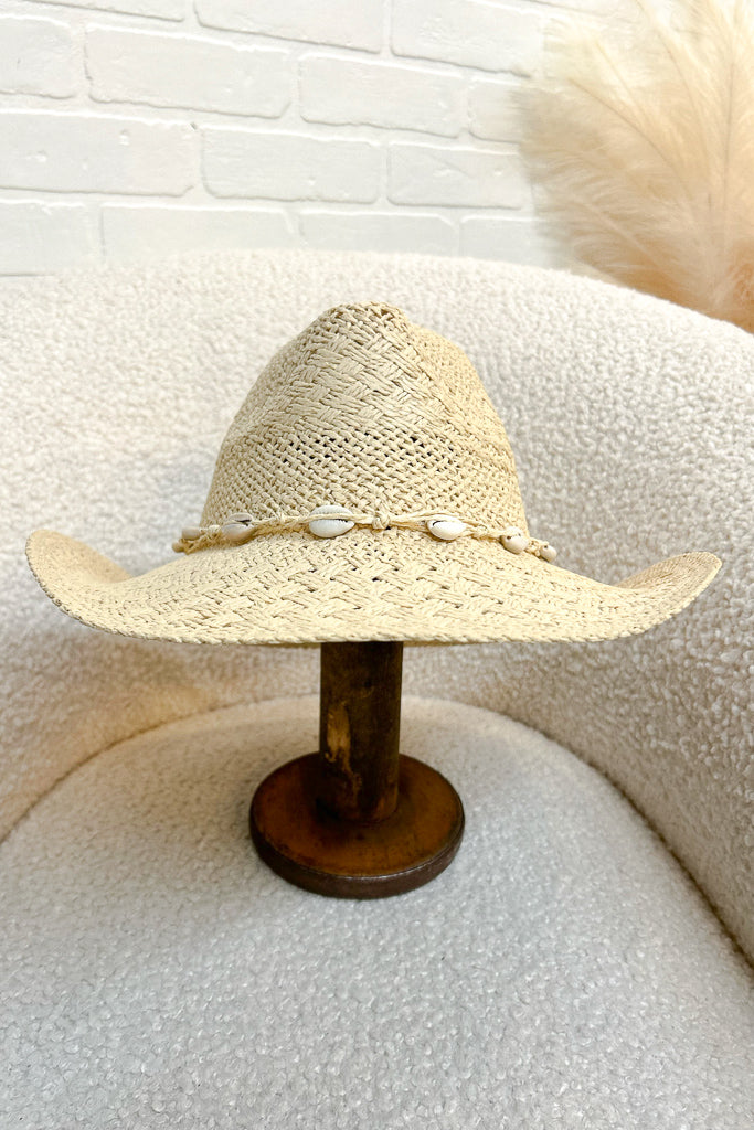 Cowrie Shell Paper Braided Cowboy Hat