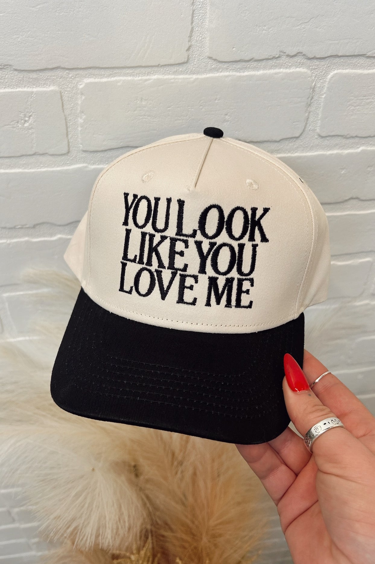 Pre-Order You Look Like You Love Me Hat- Black/Natural
