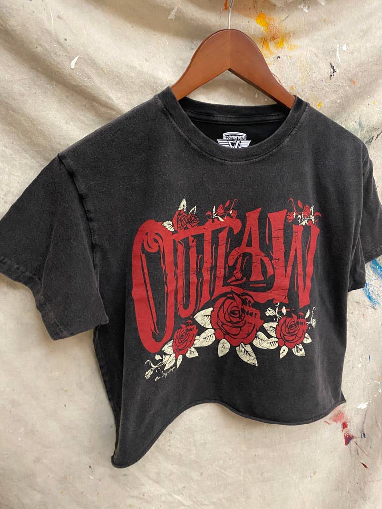 Outlaw Relaxed Cropped Tee- Acid Wash