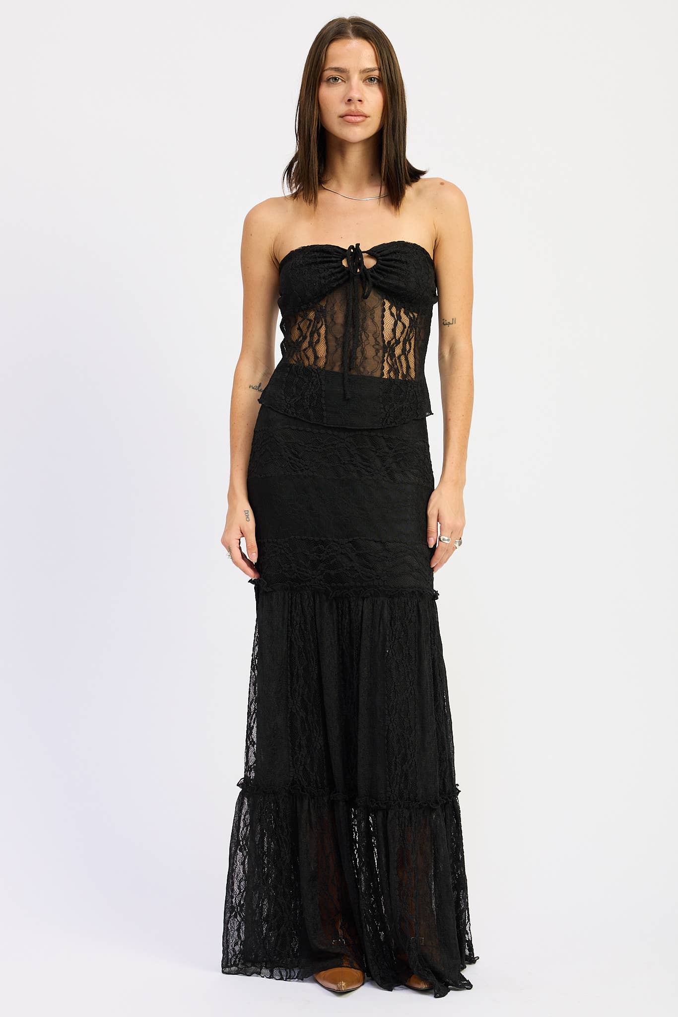 Savannah Lace Tube Top- Black