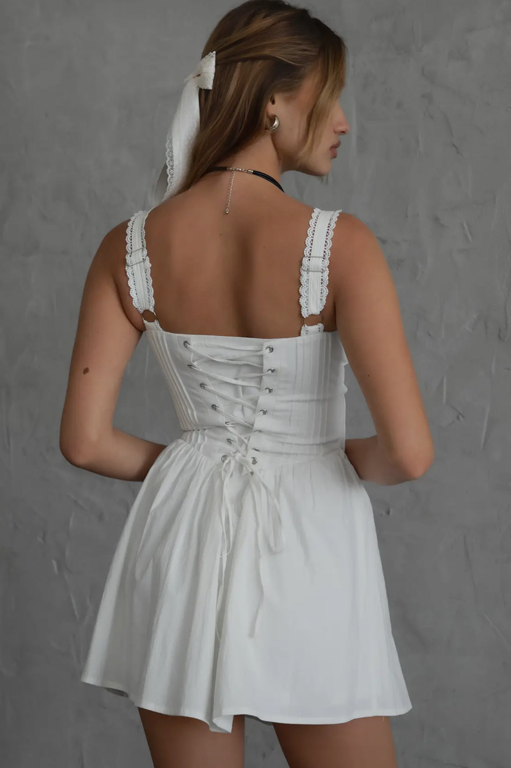 Darcy Poplin Mini Dress- White