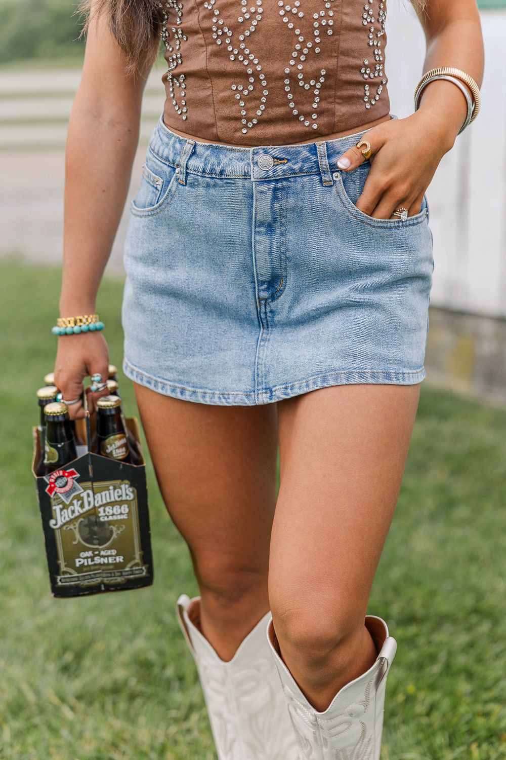 Saddle Up Skort-Light Denim