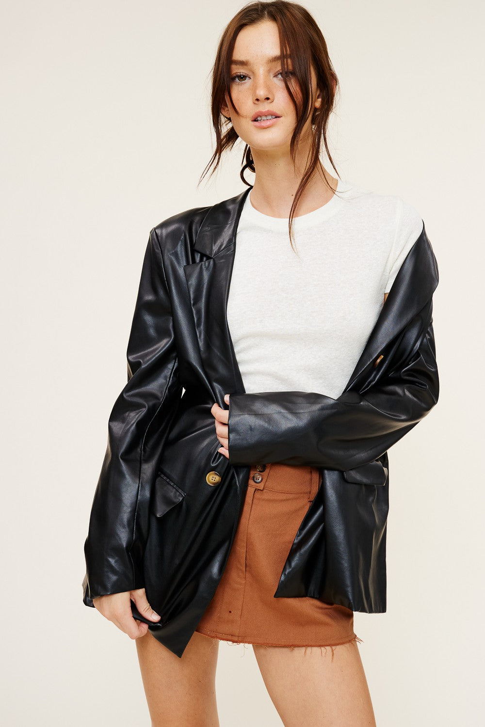 Axel Faux Leather Blazer