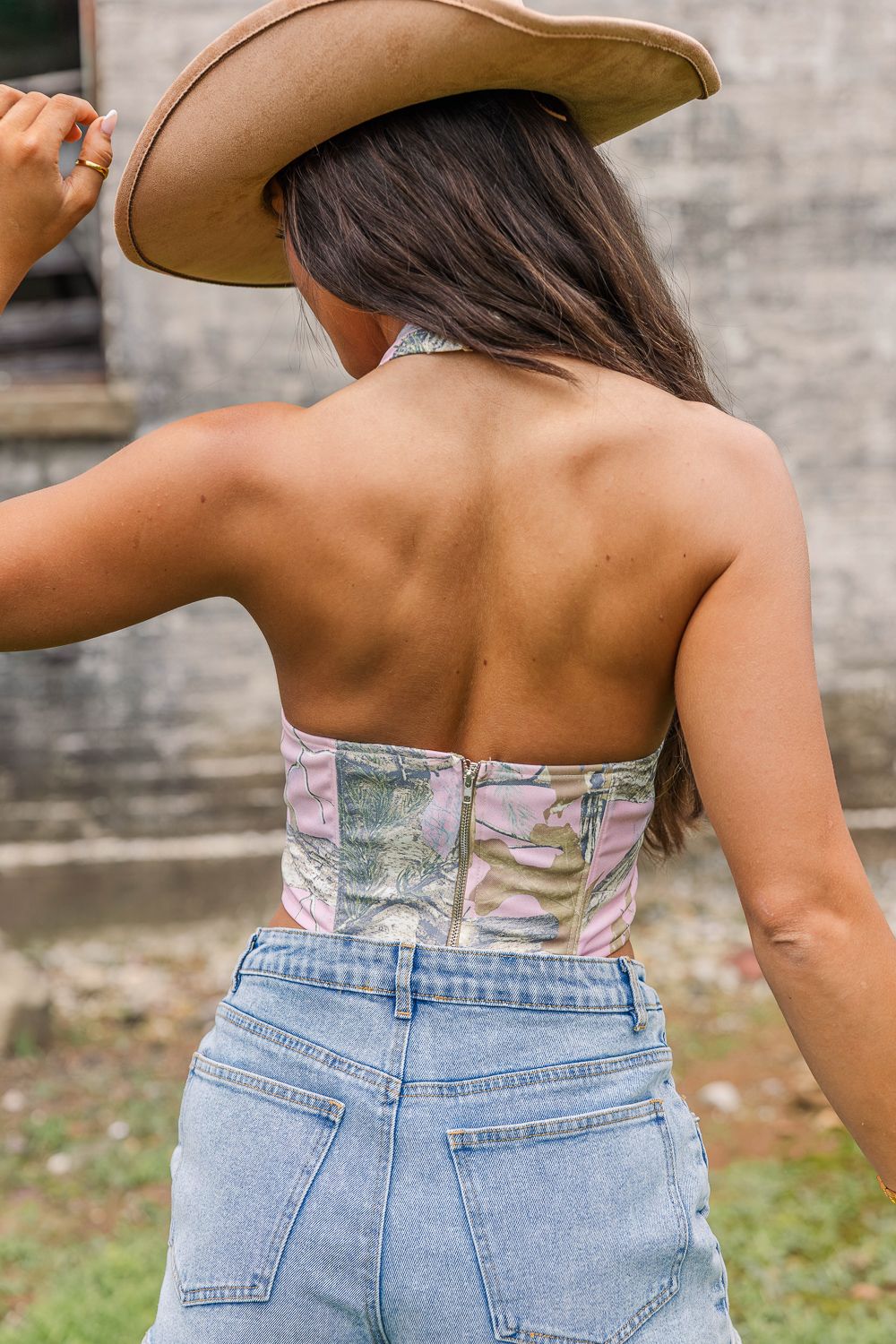 Urban Camo Corset Top- Pink