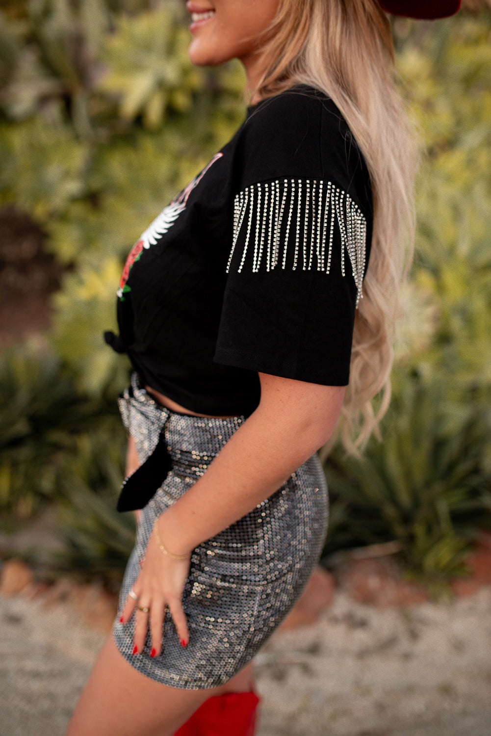 Freedom Spirit Rhinestone Fringe Tee