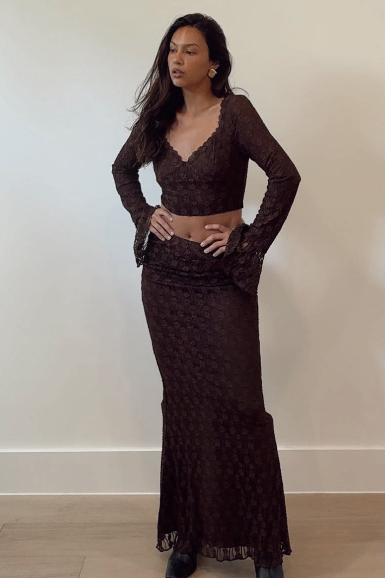 Espresso Lace Maxi Skirt