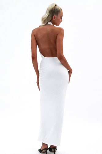 Mayan Halter Dress- White