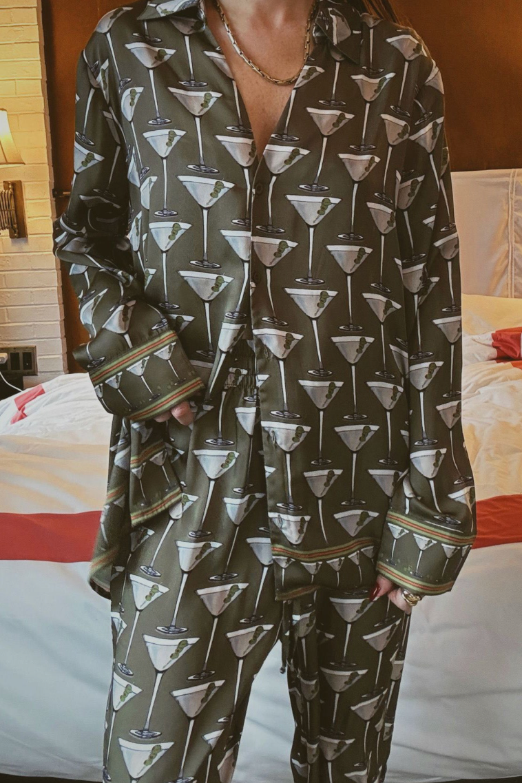 Mumu Overslept Martini PJ Set- Olive