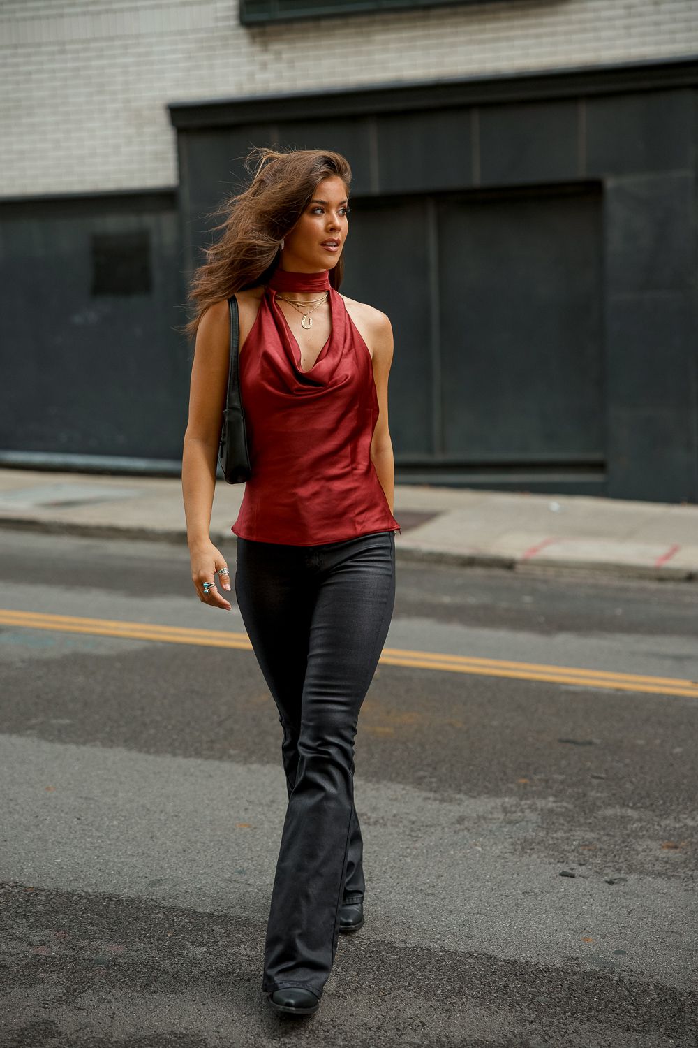 Lux Merlot Cowl Neck Top