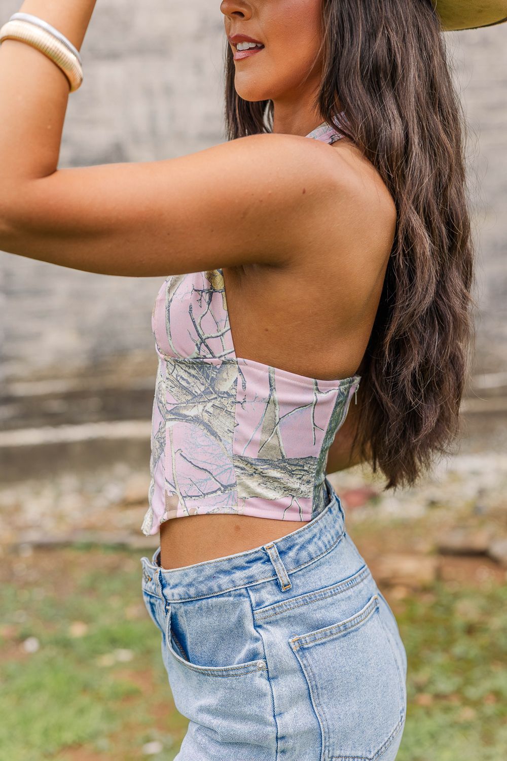 Urban Camo Corset Top- Pink