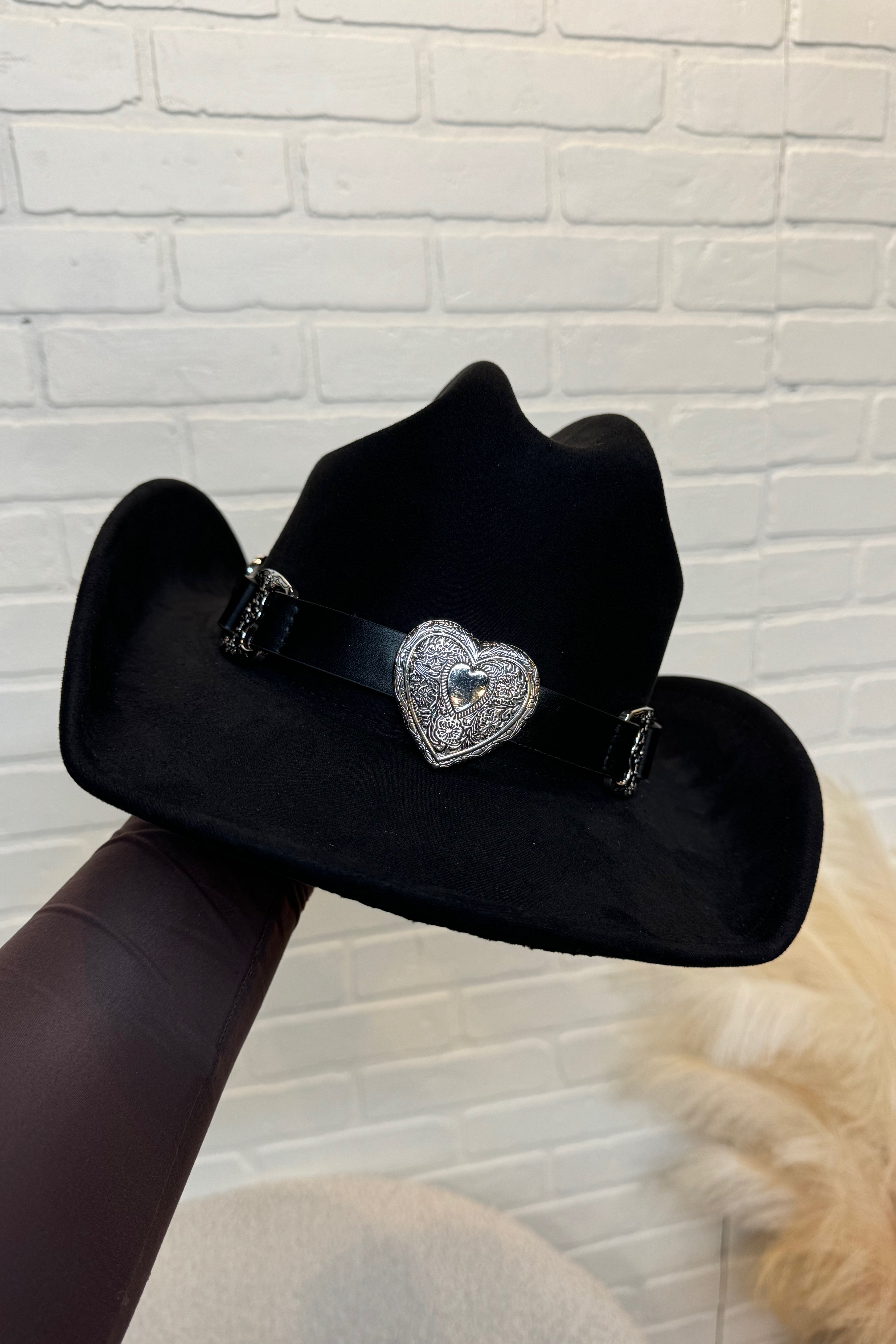 Heart Of Silver Cowgirl Hat - Black
