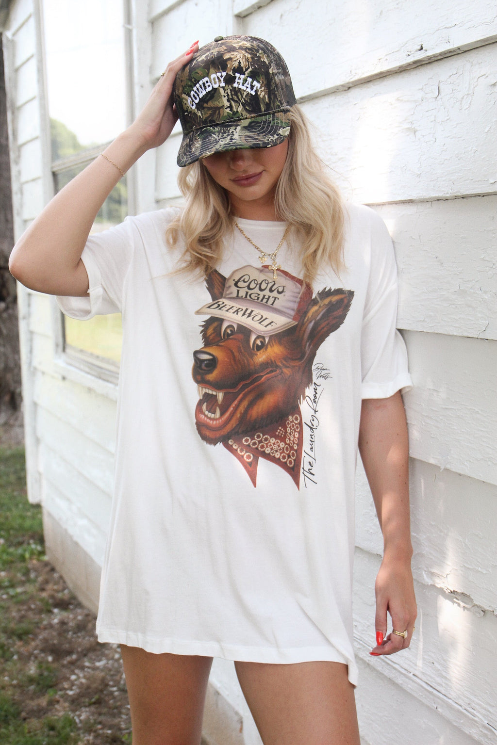Beer Wolf Oversized Tee - White