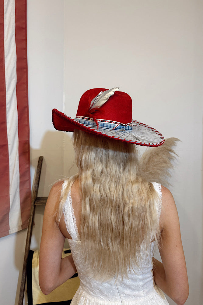 Renegade Cowhide Cowgirl Hat - Red