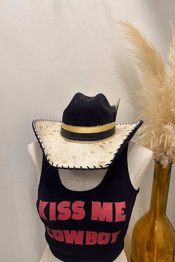 Pre-Order Renegade Gold Cowhide Cowgirl Hat - Black