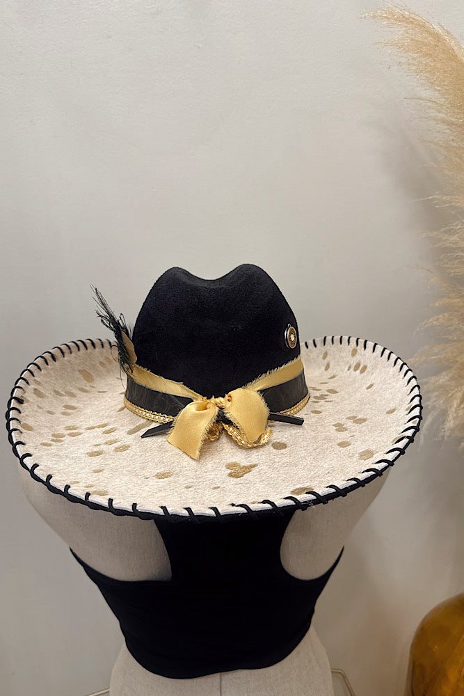 Pre-Order Renegade Gold Cowhide Cowgirl Hat - Black