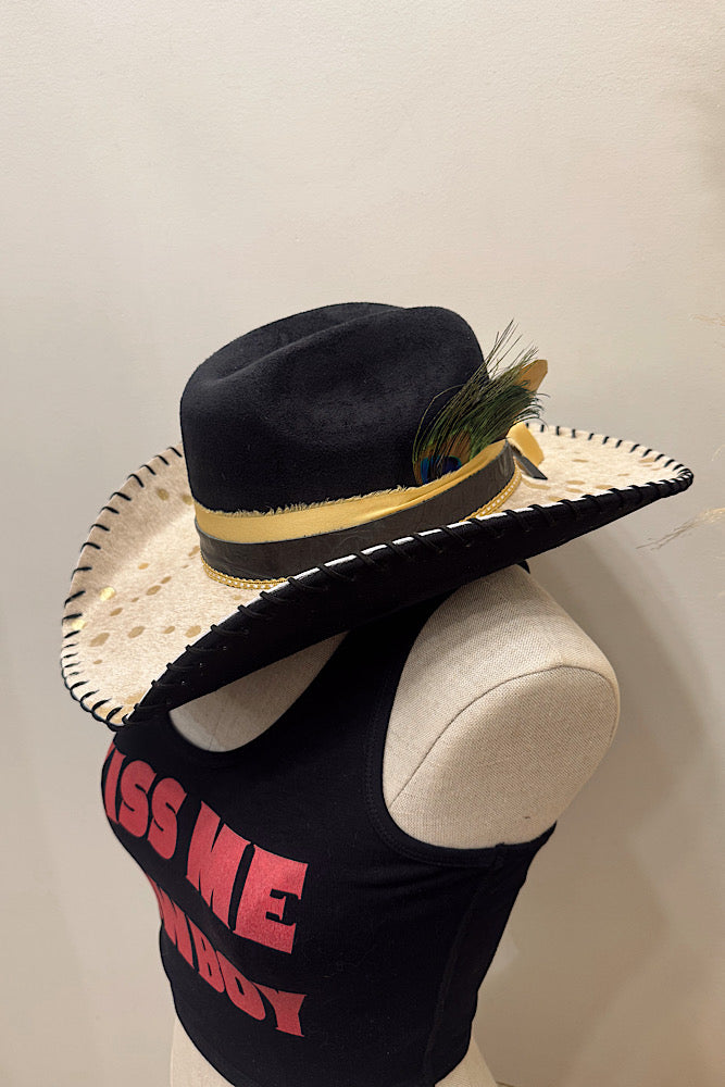 Pre-Order Renegade Gold Cowhide Cowgirl Hat - Black