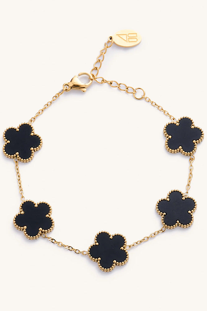 Pre-Order Flora Gold Bracelet -Black