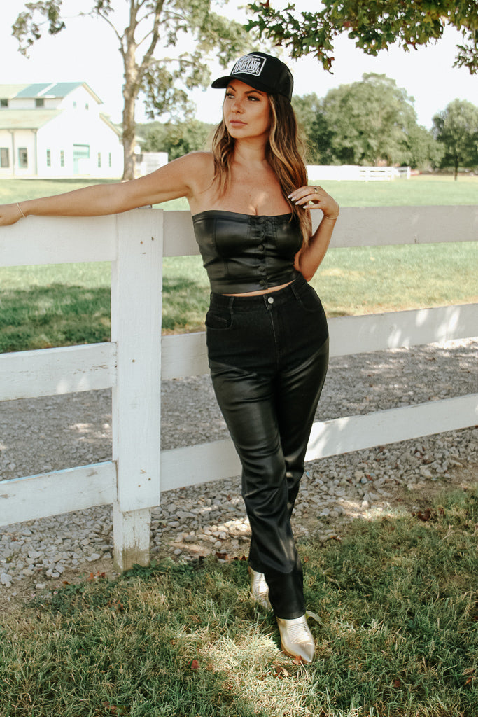Pamela Faux Leather Tube Top