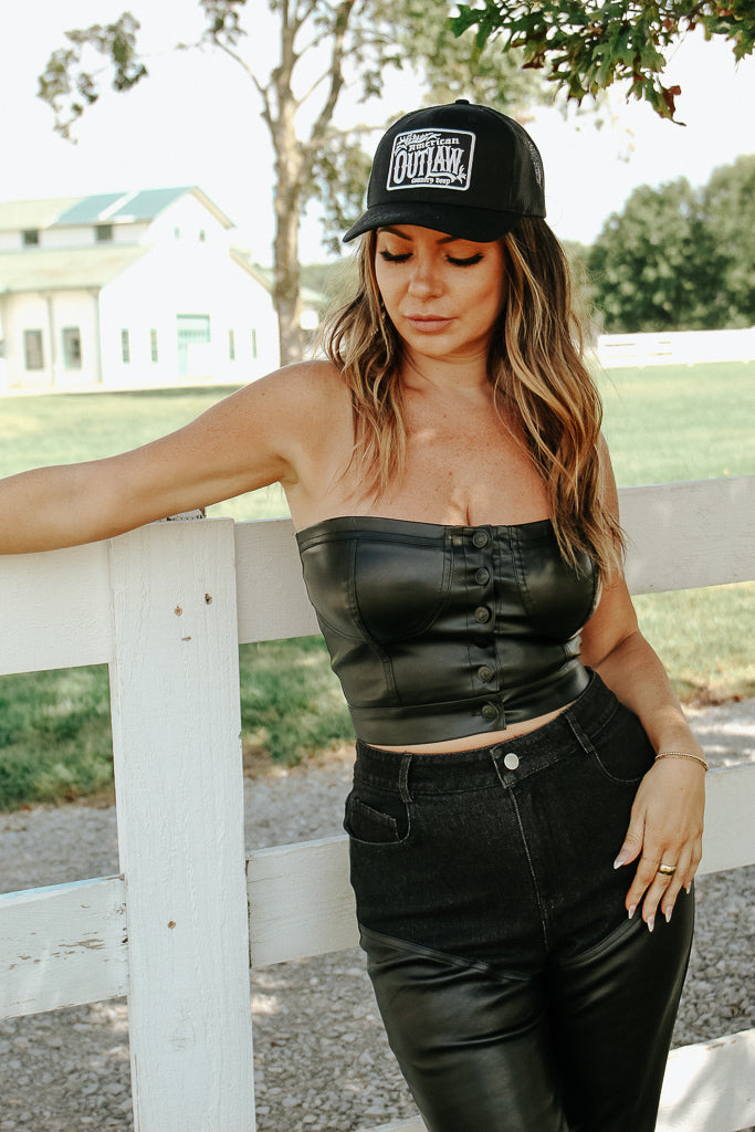 Pamela Faux Leather Tube Top