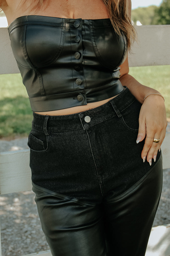 Pamela Faux Leather Tube Top