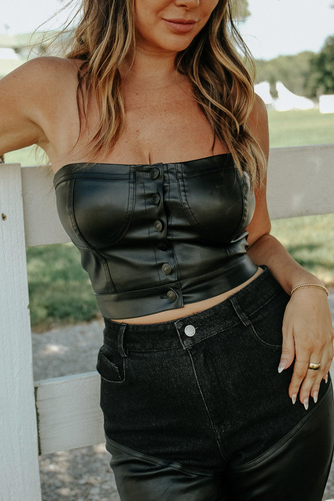 Pamela Faux Leather Tube Top
