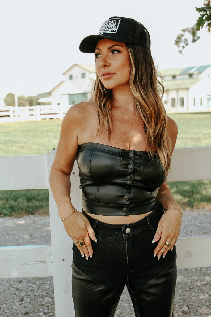 Pamela Faux Leather Tube Top