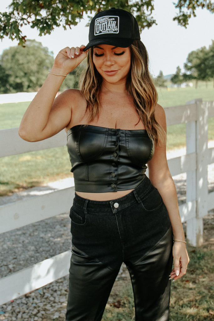Pamela Faux Leather Tube Top