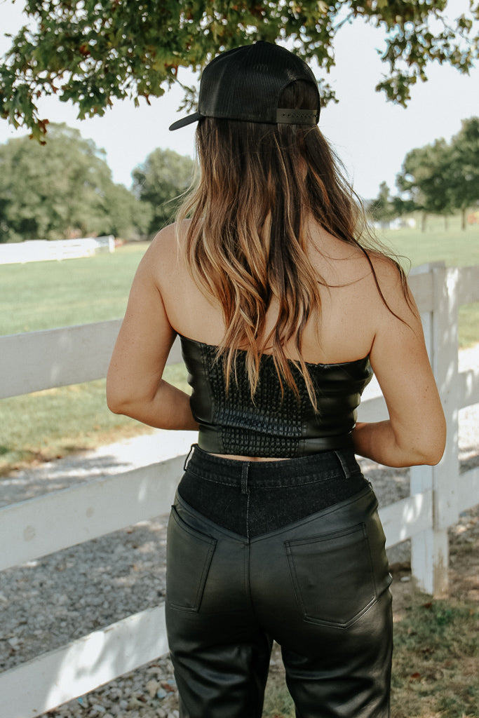 Pamela Faux Leather Tube Top