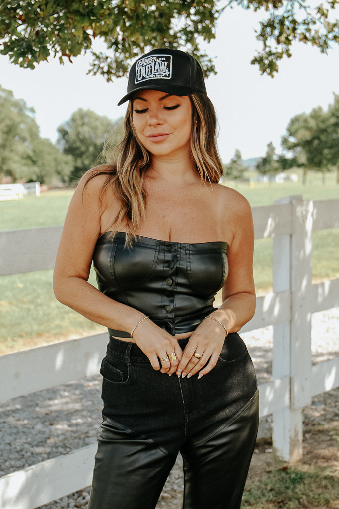 Pamela Faux Leather Tube Top