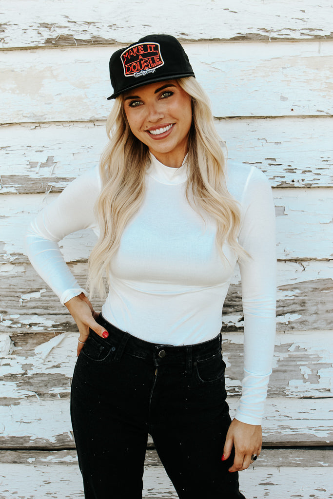 Essential Turtleneck Long Sleeve Bodysuit - White