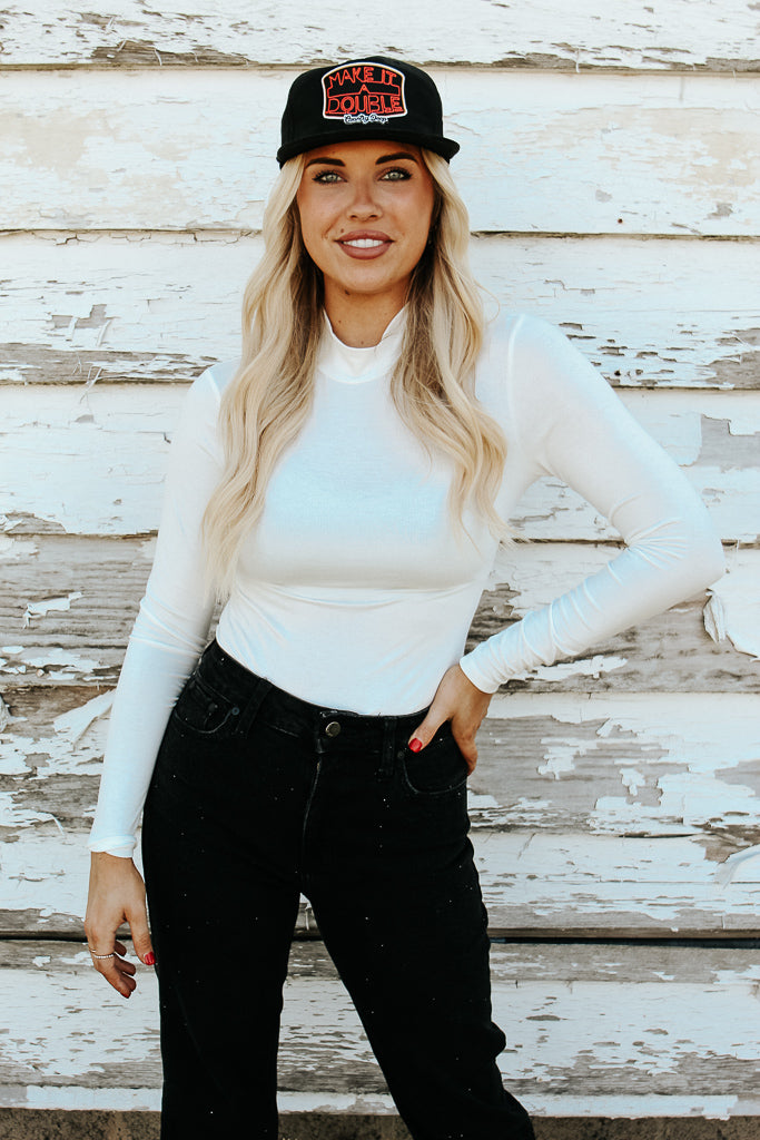 Essential Turtleneck Long Sleeve Bodysuit - White